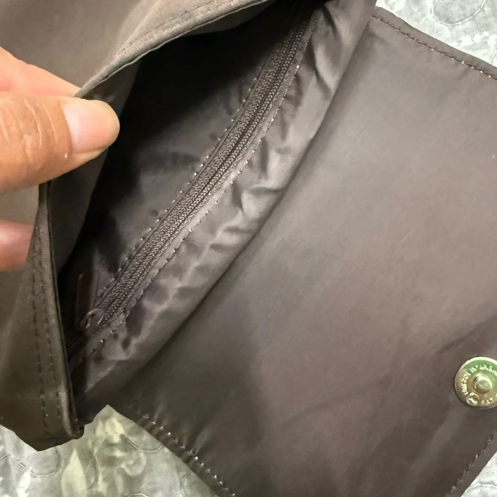 Elegant Brown Handbag with Silver Accents